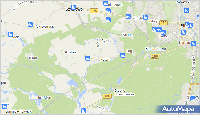 mapa Kotuń gmina Szydłowo, Kotuń gmina Szydłowo na mapie Targeo