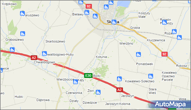 mapa Kotunia, Kotunia na mapie Targeo