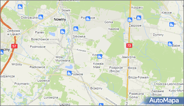 mapa Kowala gmina Sitkówka-Nowiny, Kowala gmina Sitkówka-Nowiny na mapie Targeo