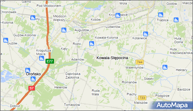 mapa Kowala-Stępocina, Kowala-Stępocina na mapie Targeo