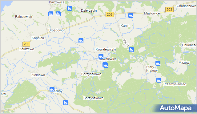 mapa Kowalewice gmina Darłowo, Kowalewice gmina Darłowo na mapie Targeo