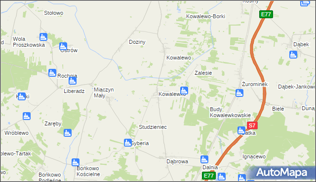 mapa Kowalewko gmina Strzegowo, Kowalewko gmina Strzegowo na mapie Targeo