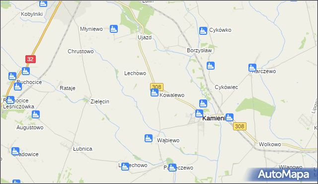 mapa Kowalewo gmina Kamieniec, Kowalewo gmina Kamieniec na mapie Targeo