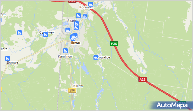 mapa Kowalice, Kowalice na mapie Targeo