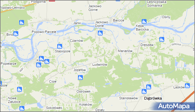 mapa Kowalicha gmina Dąbrówka, Kowalicha gmina Dąbrówka na mapie Targeo