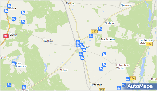 mapa Kowalów gmina Rzepin, Kowalów gmina Rzepin na mapie Targeo
