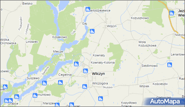 mapa Kownaty gmina Wilczyn, Kownaty gmina Wilczyn na mapie Targeo