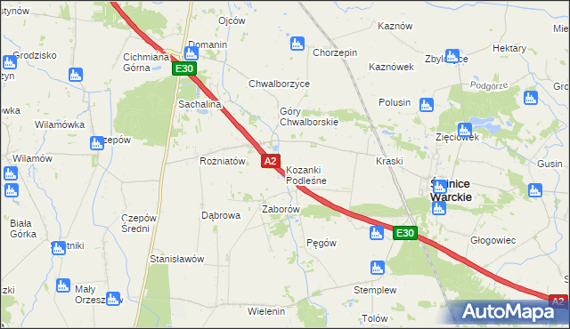 mapa Kozanki Podleśne, Kozanki Podleśne na mapie Targeo