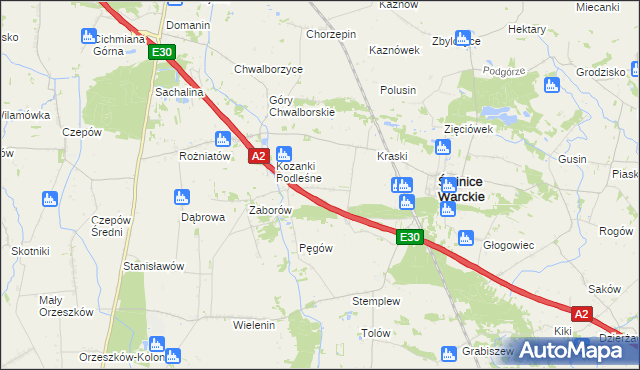 mapa Kozanki Wielkie, Kozanki Wielkie na mapie Targeo