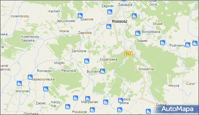 mapa Kożanówka gmina Rossosz, Kożanówka gmina Rossosz na mapie Targeo