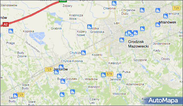 mapa Kozerki, Kozerki na mapie Targeo