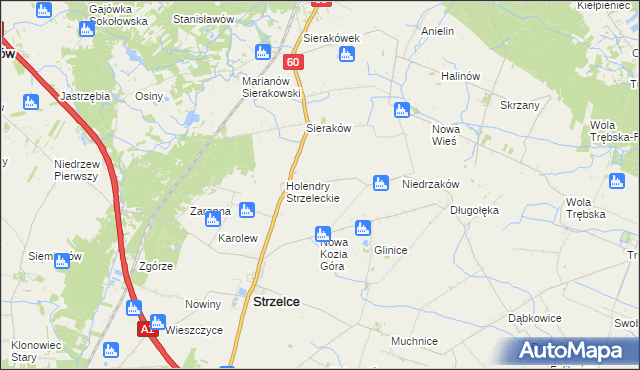 mapa Kozia Góra gmina Strzelce, Kozia Góra gmina Strzelce na mapie Targeo