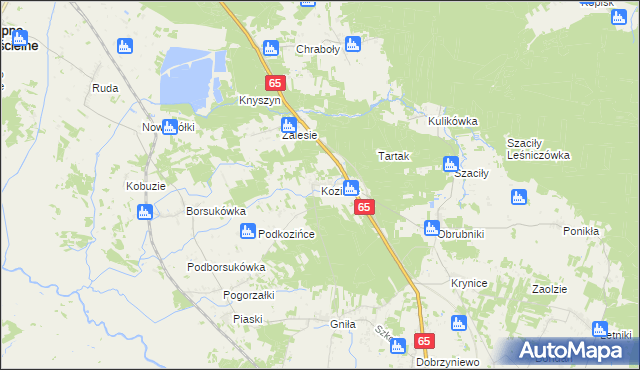 mapa Kozińce, Kozińce na mapie Targeo