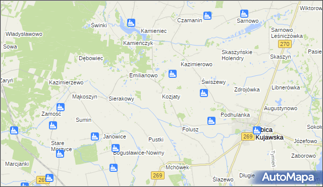 mapa Kozjaty, Kozjaty na mapie Targeo