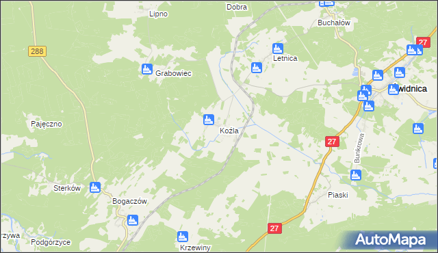 mapa Koźla, Koźla na mapie Targeo