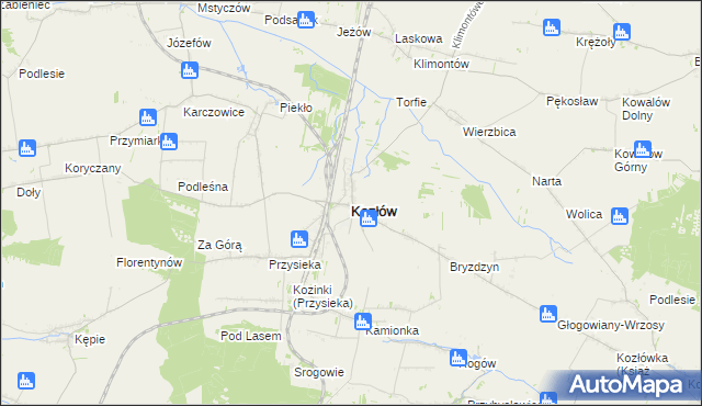 mapa Kozłów powiat miechowski, Kozłów powiat miechowski na mapie Targeo