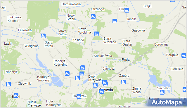 mapa Kożuchówka, Kożuchówka na mapie Targeo