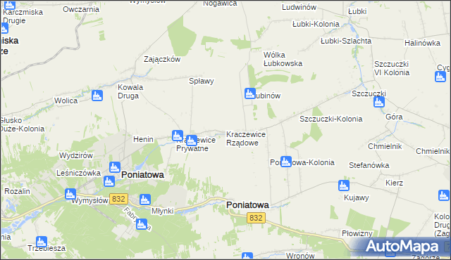 mapa Kraczewice Rządowe, Kraczewice Rządowe na mapie Targeo