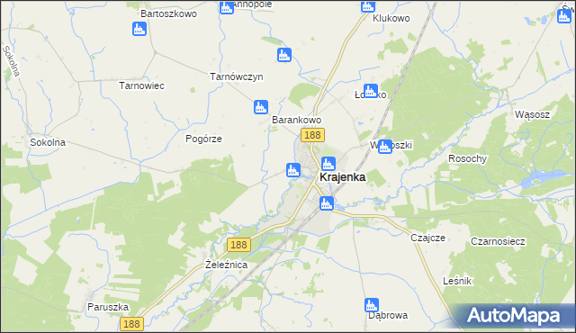 mapa Krajenka-Wybudowanie, Krajenka-Wybudowanie na mapie Targeo