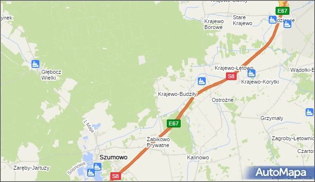 mapa Krajewo-Budziły, Krajewo-Budziły na mapie Targeo