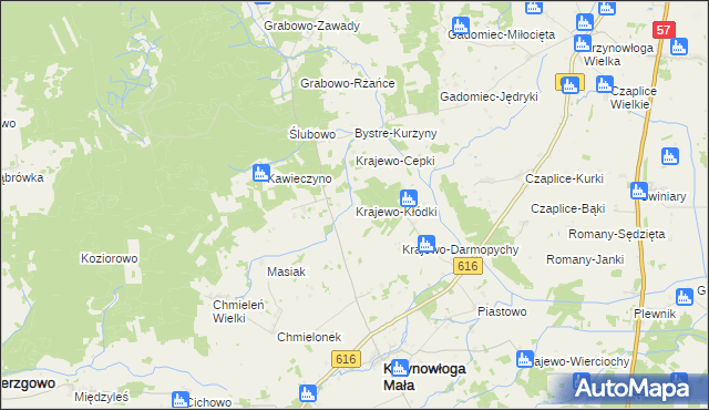 mapa Krajewo-Kłódki, Krajewo-Kłódki na mapie Targeo