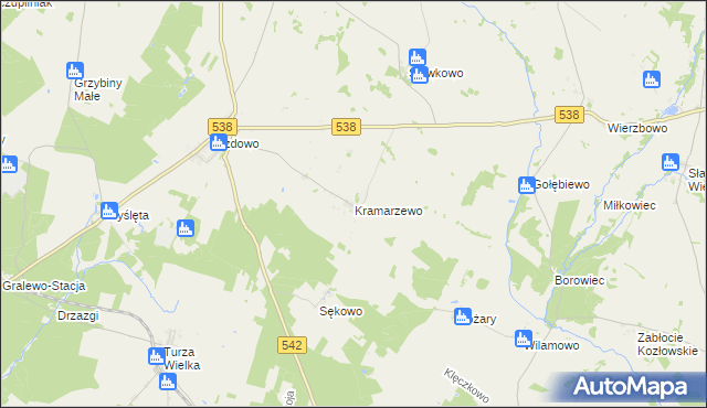 mapa Kramarzewo gmina Działdowo, Kramarzewo gmina Działdowo na mapie Targeo
