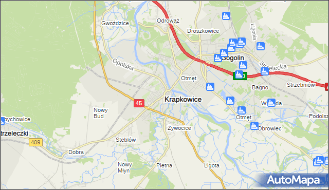 mapa Krapkowice, Krapkowice na mapie Targeo