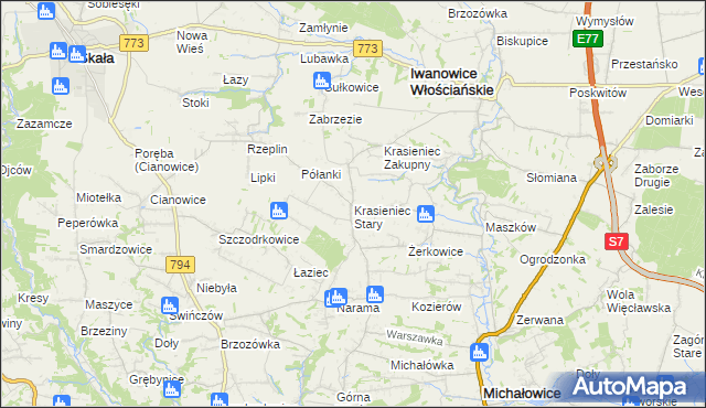 mapa Krasieniec Stary, Krasieniec Stary na mapie Targeo