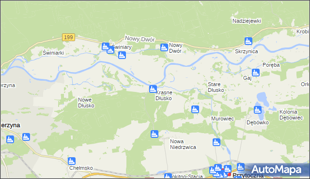mapa Krasne Dłusko, Krasne Dłusko na mapie Targeo
