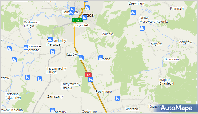 mapa Krasne gmina Stary Zamość, Krasne gmina Stary Zamość na mapie Targeo