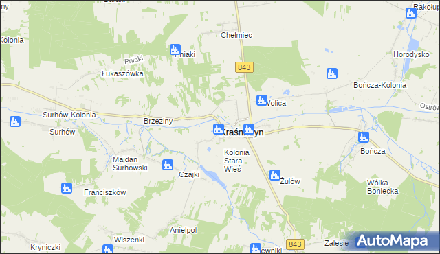 mapa Kraśniczyn, Kraśniczyn na mapie Targeo