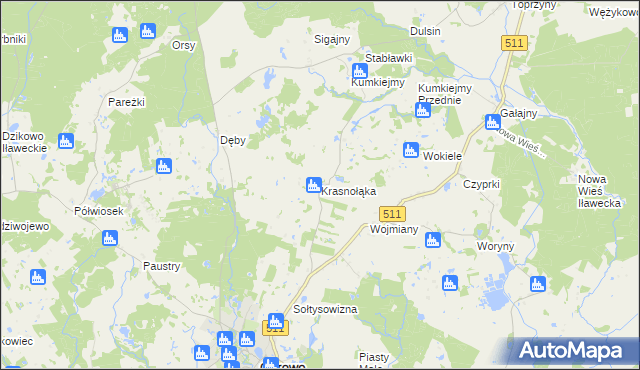 mapa Krasnołąka gmina Górowo Iławeckie, Krasnołąka gmina Górowo Iławeckie na mapie Targeo