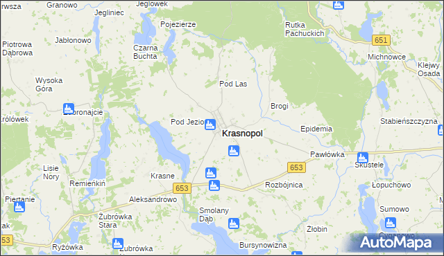 mapa Krasnopol, Krasnopol na mapie Targeo