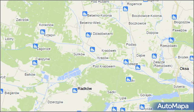 mapa Krasów gmina Radków, Krasów gmina Radków na mapie Targeo