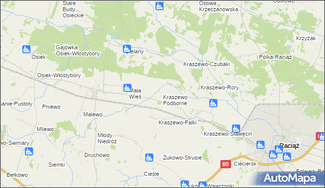 mapa Kraszewo Podborne, Kraszewo Podborne na mapie Targeo