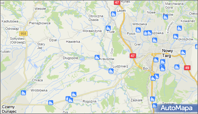 mapa Krauszów, Krauszów na mapie Targeo