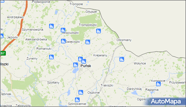 mapa Krejwiany gmina Puńsk, Krejwiany gmina Puńsk na mapie Targeo