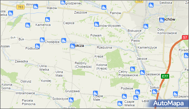 mapa Krępa gmina Gołcza, Krępa gmina Gołcza na mapie Targeo