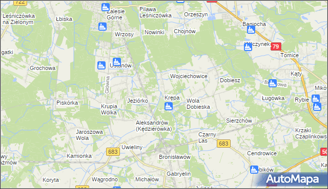 mapa Krępa gmina Prażmów, Krępa gmina Prażmów na mapie Targeo