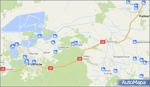 mapa Krępa gmina Przemków, Krępa gmina Przemków na mapie Targeo