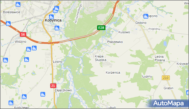 mapa Krępa Słupska, Krępa Słupska na mapie Targeo