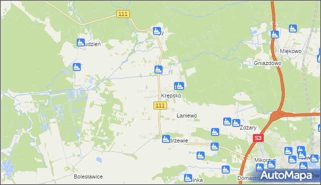 mapa Krępsko gmina Goleniów, Krępsko gmina Goleniów na mapie Targeo