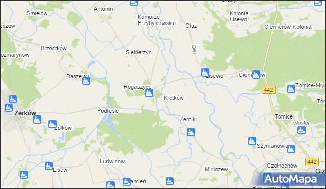 mapa Kretków, Kretków na mapie Targeo