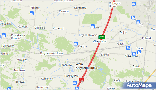 mapa Krężna, Krężna na mapie Targeo