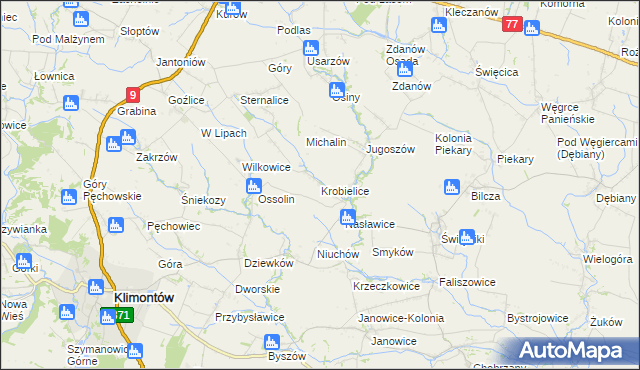 mapa Krobielice, Krobielice na mapie Targeo