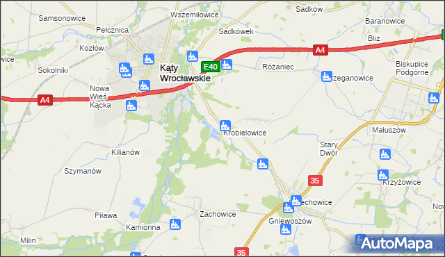 mapa Krobielowice, Krobielowice na mapie Targeo