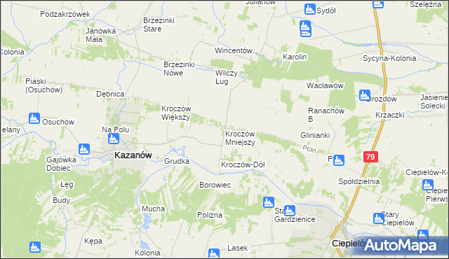 mapa Kroczów Mniejszy, Kroczów Mniejszy na mapie Targeo