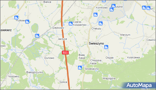 mapa Krokowo gmina Świeszyno, Krokowo gmina Świeszyno na mapie Targeo