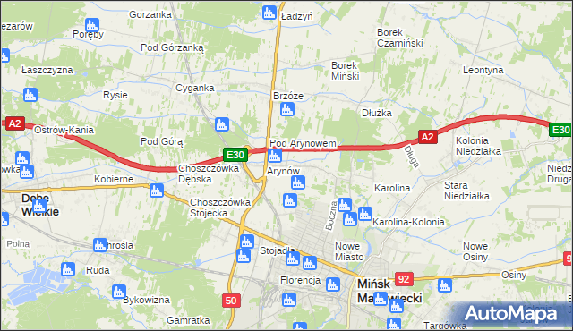 mapa Królewiec gmina Mińsk Mazowiecki, Królewiec gmina Mińsk Mazowiecki na mapie Targeo