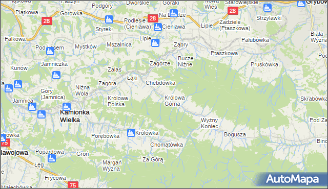 mapa Królowa Górna, Królowa Górna na mapie Targeo